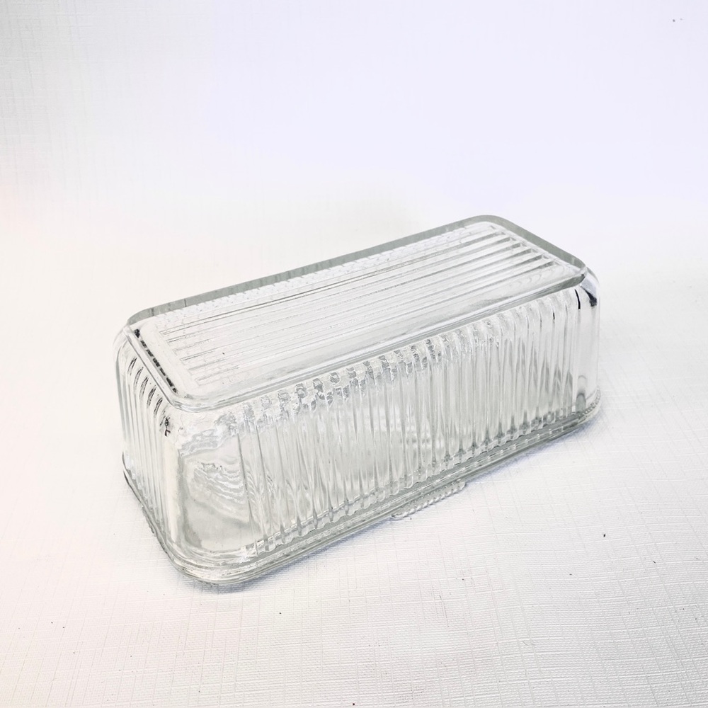 VINTAGE Federal Glass Ribbed Butter Dish MCM Clear Depression Style Mid Century